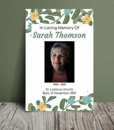 Floral funeral order of service (009) - Free Funeral Order of Service Template