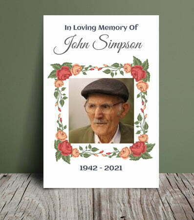 Floral frame funeral order of service (010) - Free Funeral Order of Service Template