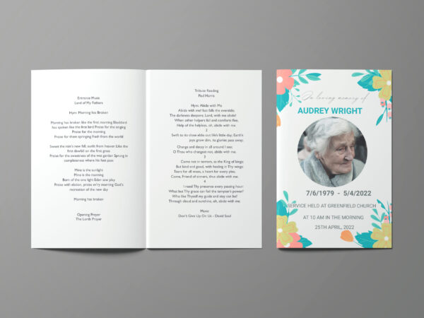 order of service for funerals printing - 4 page booklet