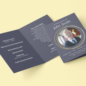 Blue and gold funeral order of service template 026 – Template Design