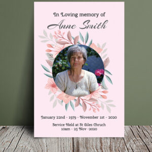 Pink blush floral funeral order of service 027 - Template Design