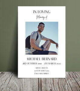 Minimalistic funeral order of service