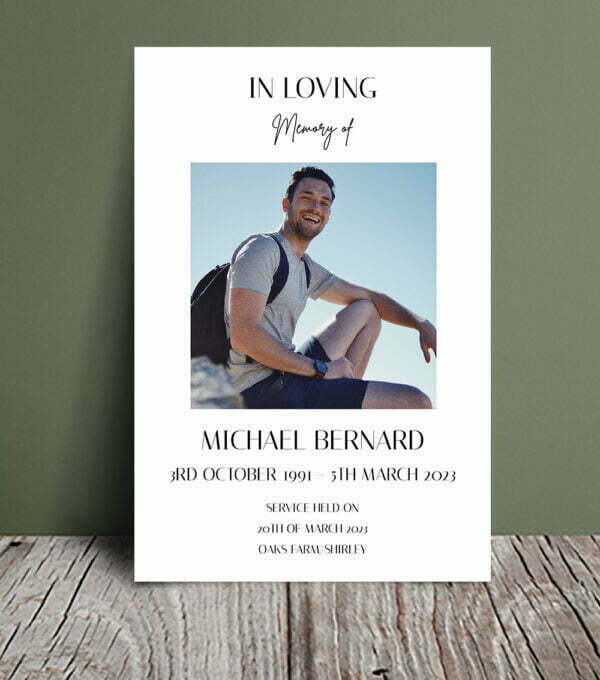 Minimalistic funeral order of service