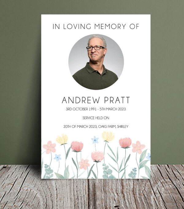 Soft floral order of service for funeral 045 - Template Design