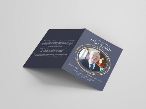 Blue and gold funeral order of service template 026 - Template Design - Image 2