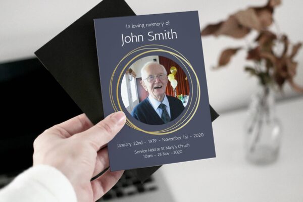 Blue and gold funeral order of service template 026 - Template Design - Image 3