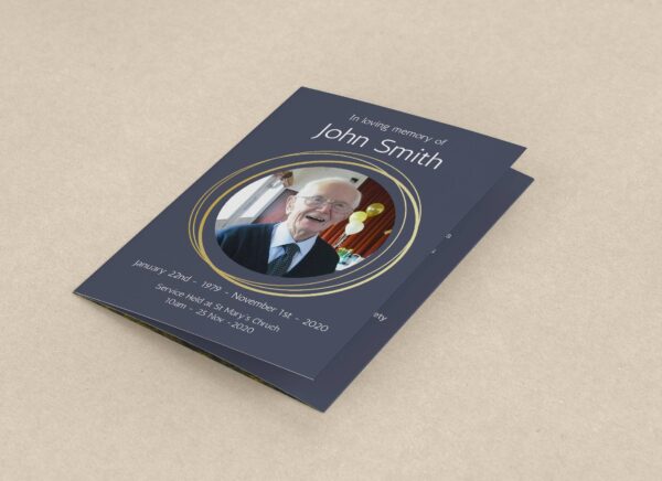 Blue and gold funeral order of service template 026 - Template Design - Image 4
