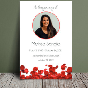 Red rose petals funeral order of service 069