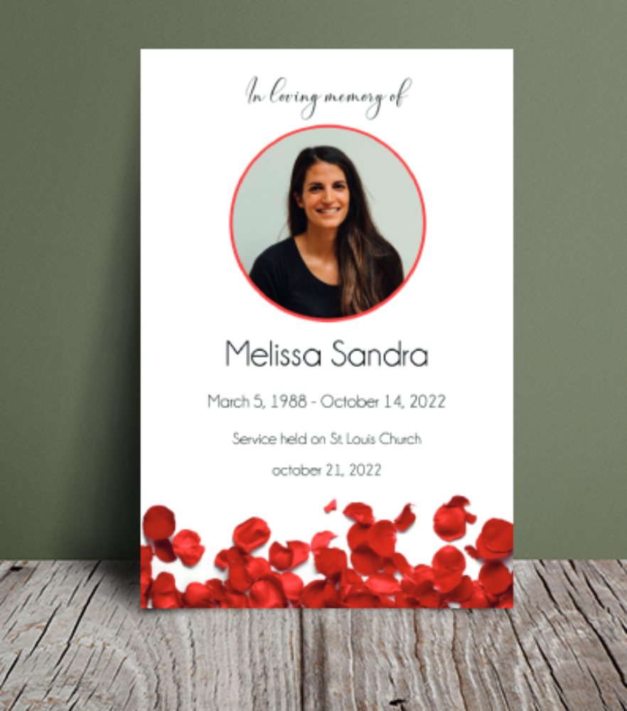 Red rose petals funeral order of service 069 - Free Funeral Order of Service Template