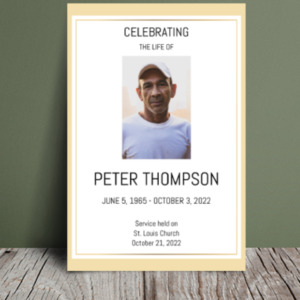 Yellow and white frame funeral order of service 092 - Template Design