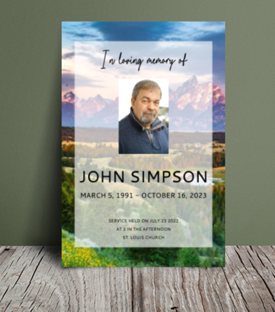 Mountain funeral order of service 093 - Free Funeral Order of Service Template