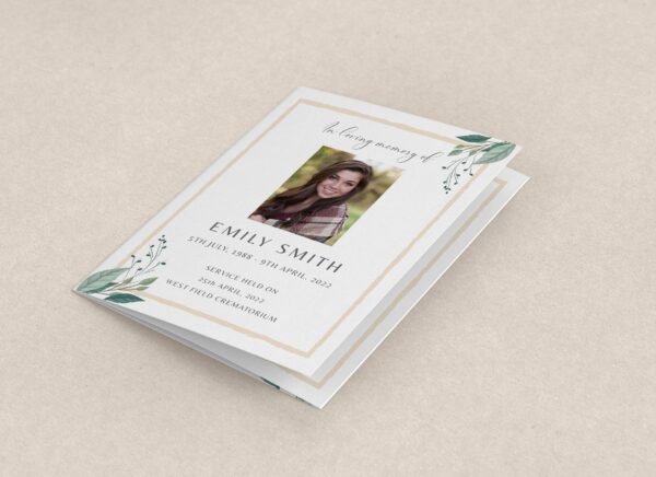 Calming floral funeral order of service 067