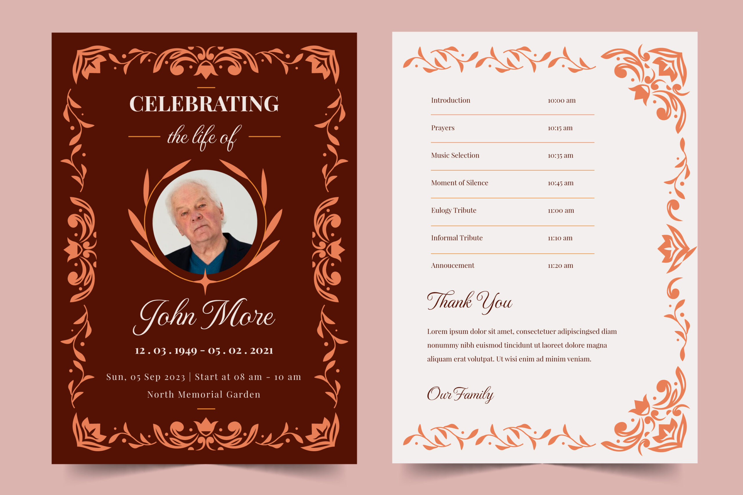What should be included in a funeral order of service?
