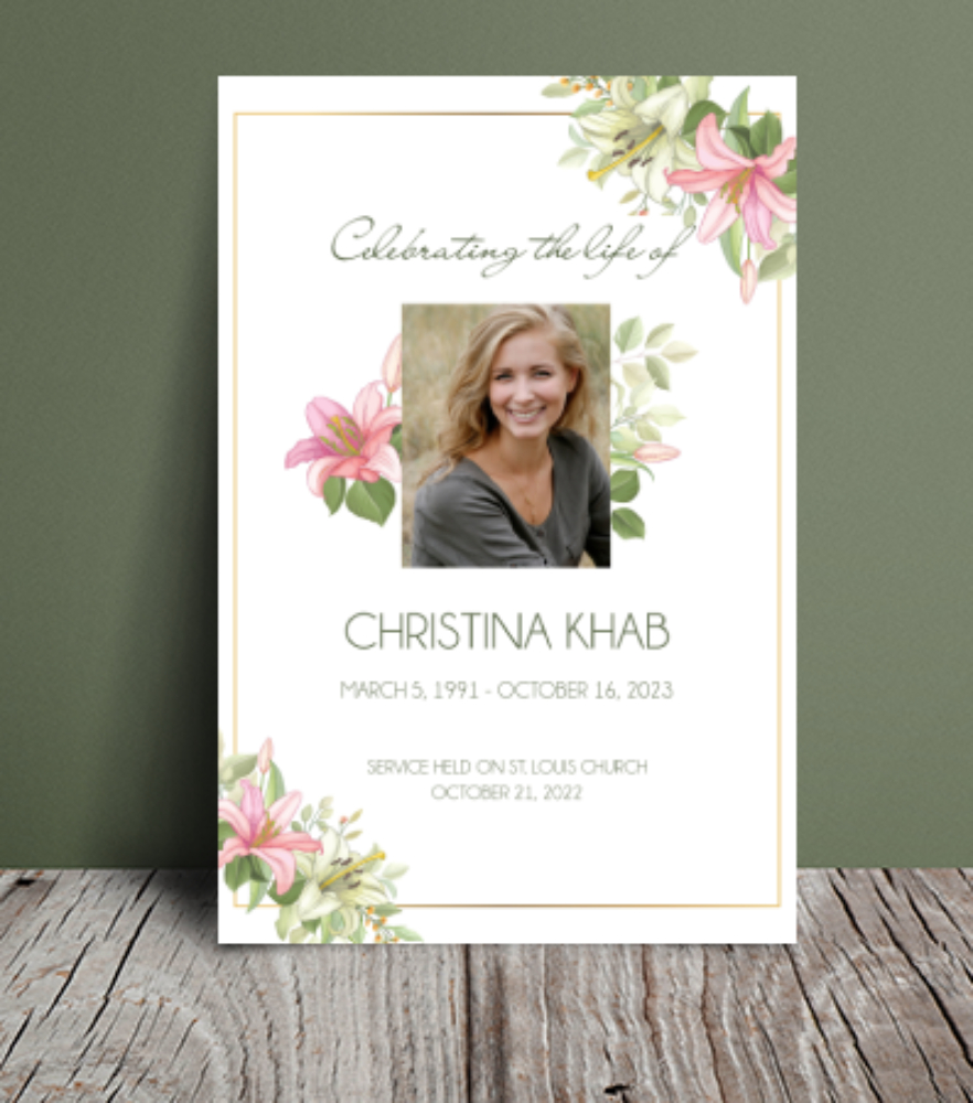 Lily flower funeral order of service 102 - Free Funeral Order of Service Template