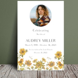 Editable sunflower funeral order of service 108 - Template Design