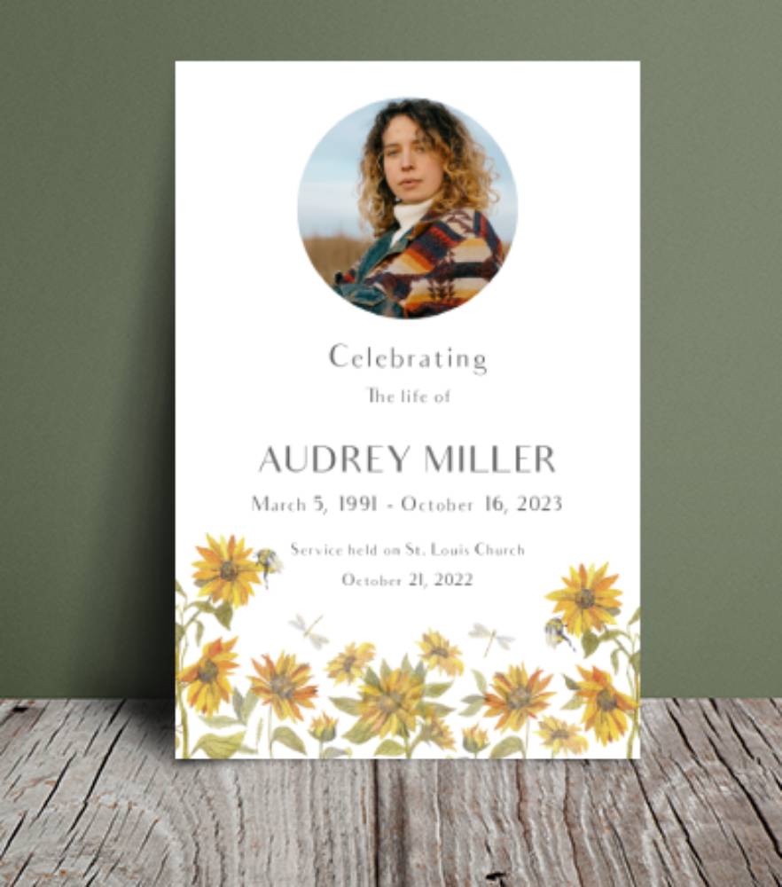 Editable sunflower funeral order of service 108 - Free Funeral Order of Service Template