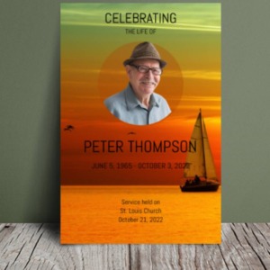 Sailing boat in sunset funeral order of service 109 - Template Design