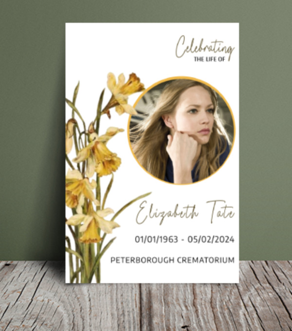 Daffodils funeral order of service template 122