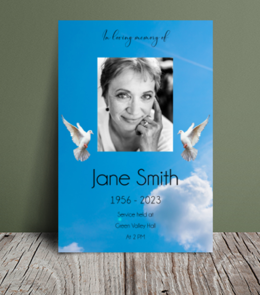 Blue sky with doves funeral order of service template 129 - Free Funeral Order of Service Template