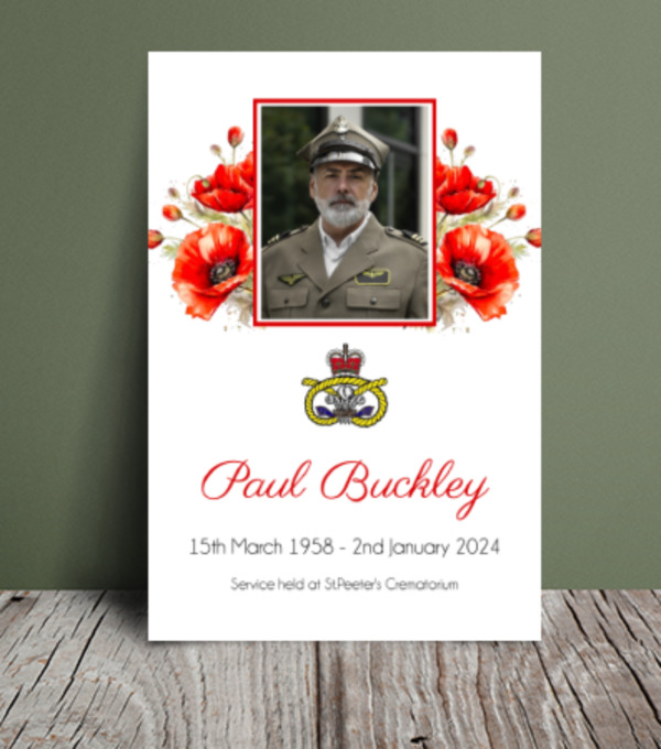 Poppy flower funeral order of service template 126