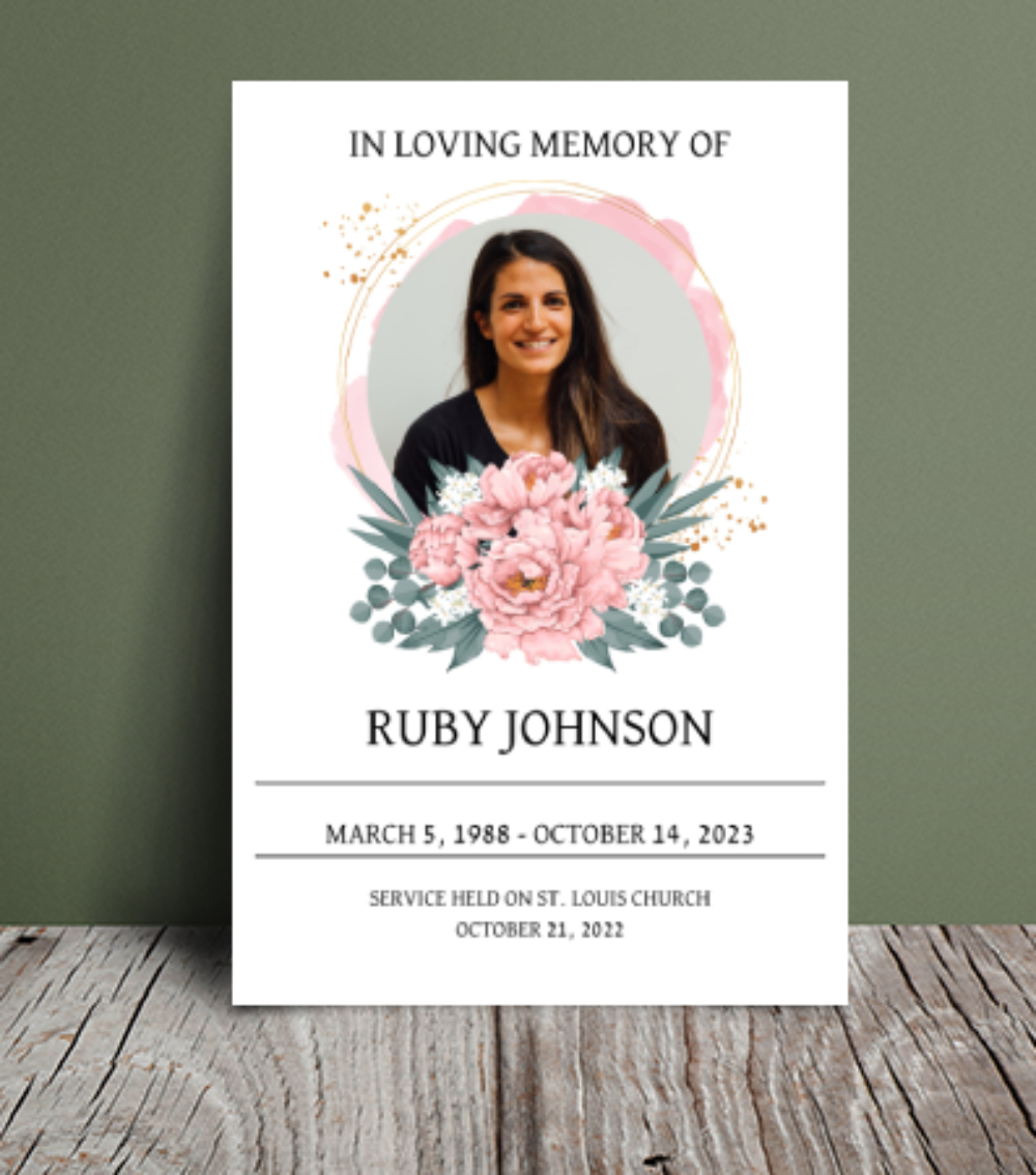 Pink and green floral funeral order of service template 132 - Free Funeral Order of Service Template