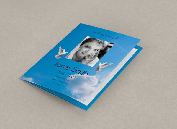 Blue sky with doves funeral order of service template 129 - Image 2