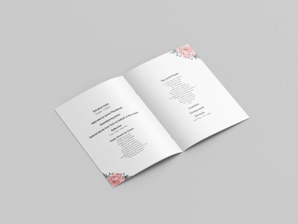Pink and green floral funeral order of service template 132 - Image 2