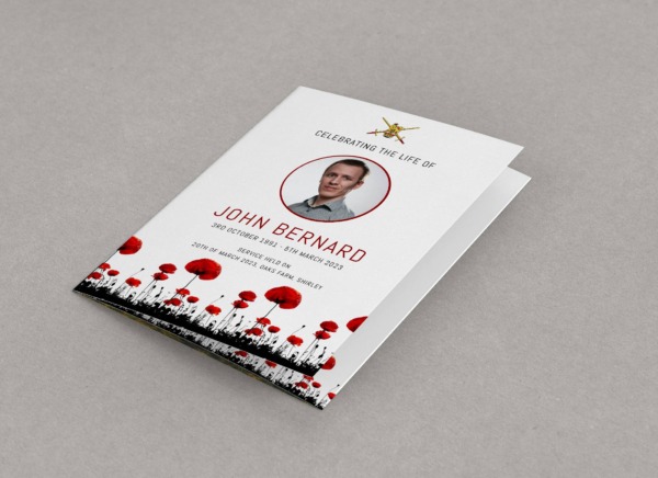 Poppy flowers funeral order of service template 127 - Image 3