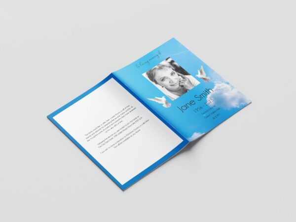 Blue sky with doves funeral order of service template 129 - Image 5
