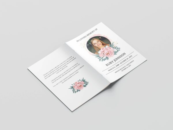 Pink and green floral funeral order of service template 132 - Image 5