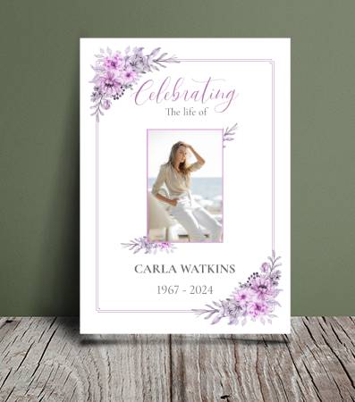 Purple floral funeral order of service 141 - Free Funeral Order of Service Template