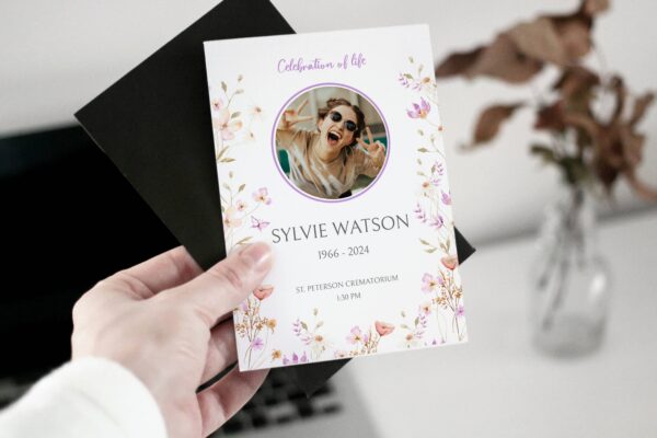 Delicate watercolour floral funeral order of service template 140 - Image 2