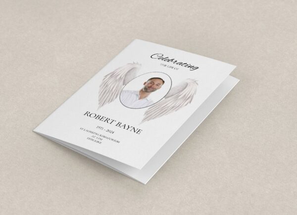 Simple angel wings funeral order of service template 144