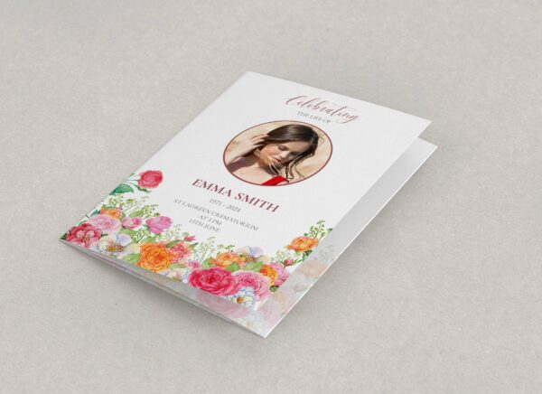 Colourful roses funeral order of service template 142 - Image 3