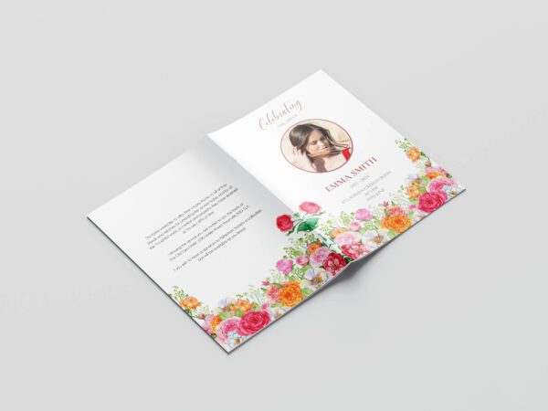 Colourful roses funeral order of service template 142 - Image 2