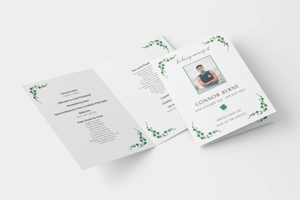 Irish Shamrock funeral order of service template 133