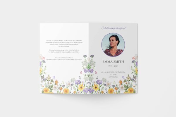 Rustic summer flowers funeral order of service template 137 - Image 4
