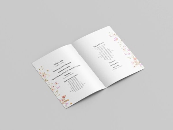 Delicate watercolour floral funeral order of service template 140 - Image 3