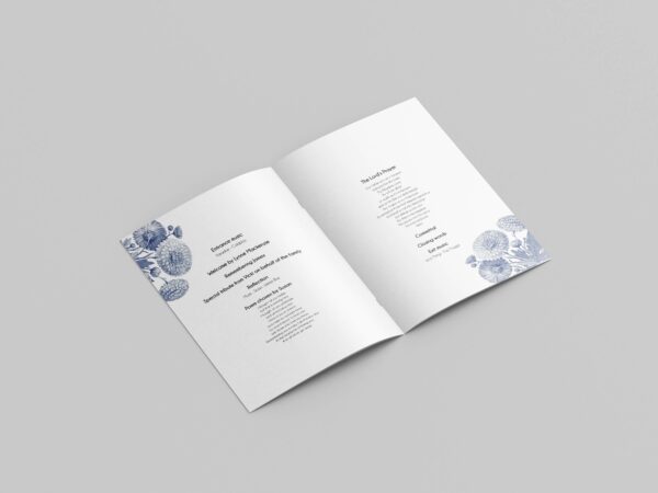 Blue background floral funeral order of service template 138 - Image 4