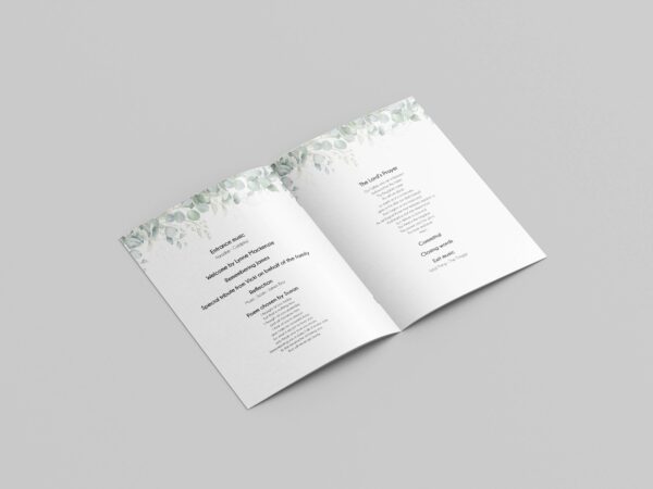 Eucalyptus greenery funeral order of service
