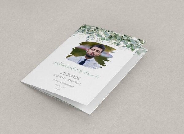 Eucalyptus greenery funeral order of service