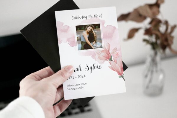Dreamy pink floral funeral order of service 147 - Image 2