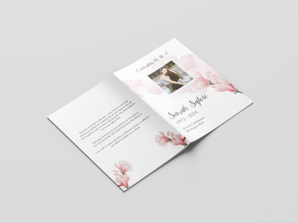 Dreamy pink floral funeral order of service 147 - Image 3