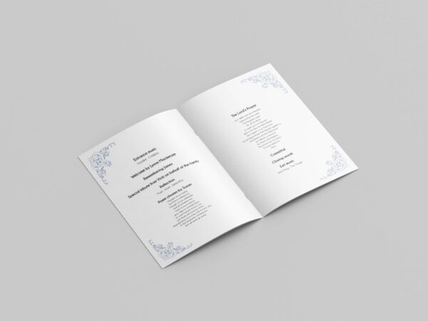 Delicate blue floral funeral order of service 152