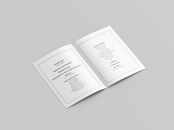 Delicate dark blue floral leaves funeral order of service template 149 - Image 5
