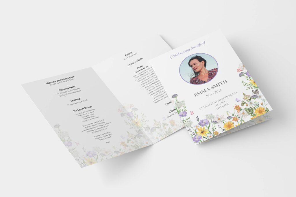 Floral funeral order of service example