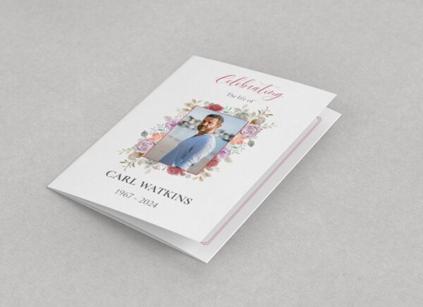 Soft pastel roses funeral order of service template 153