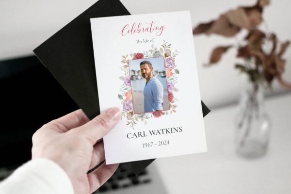 Soft pastel roses funeral order of service template 153