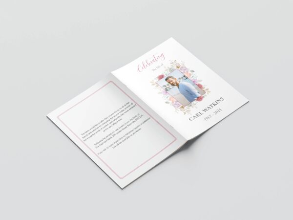 Soft pastel roses funeral order of service template 153