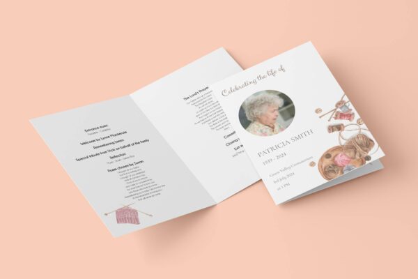 Crochet and Knitting order of service funeral template 157